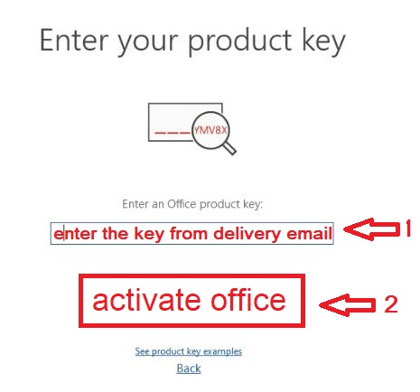 activate office by phone enter key